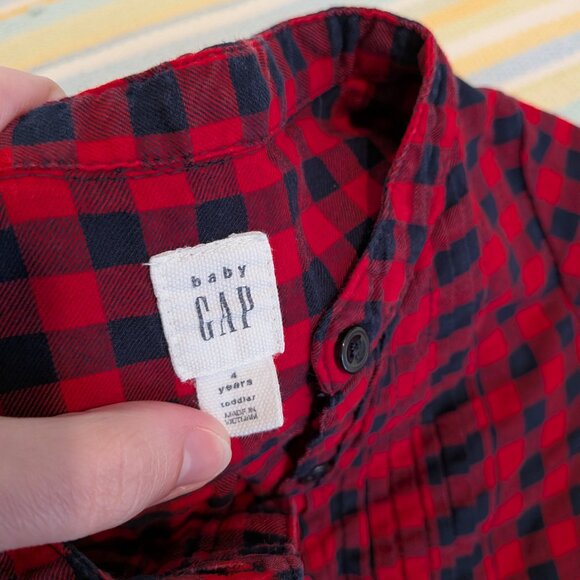 GAP Red & Navy plaid flannel tunic size 4T - Picture 4 of 5
